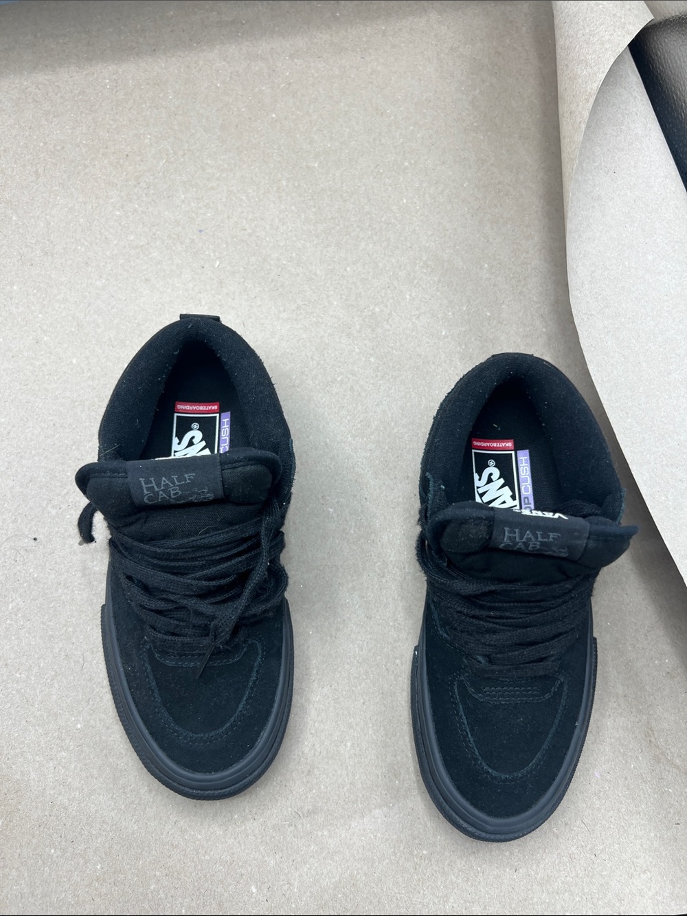 Vans Half Cab Suede Skate Sneakers in Black